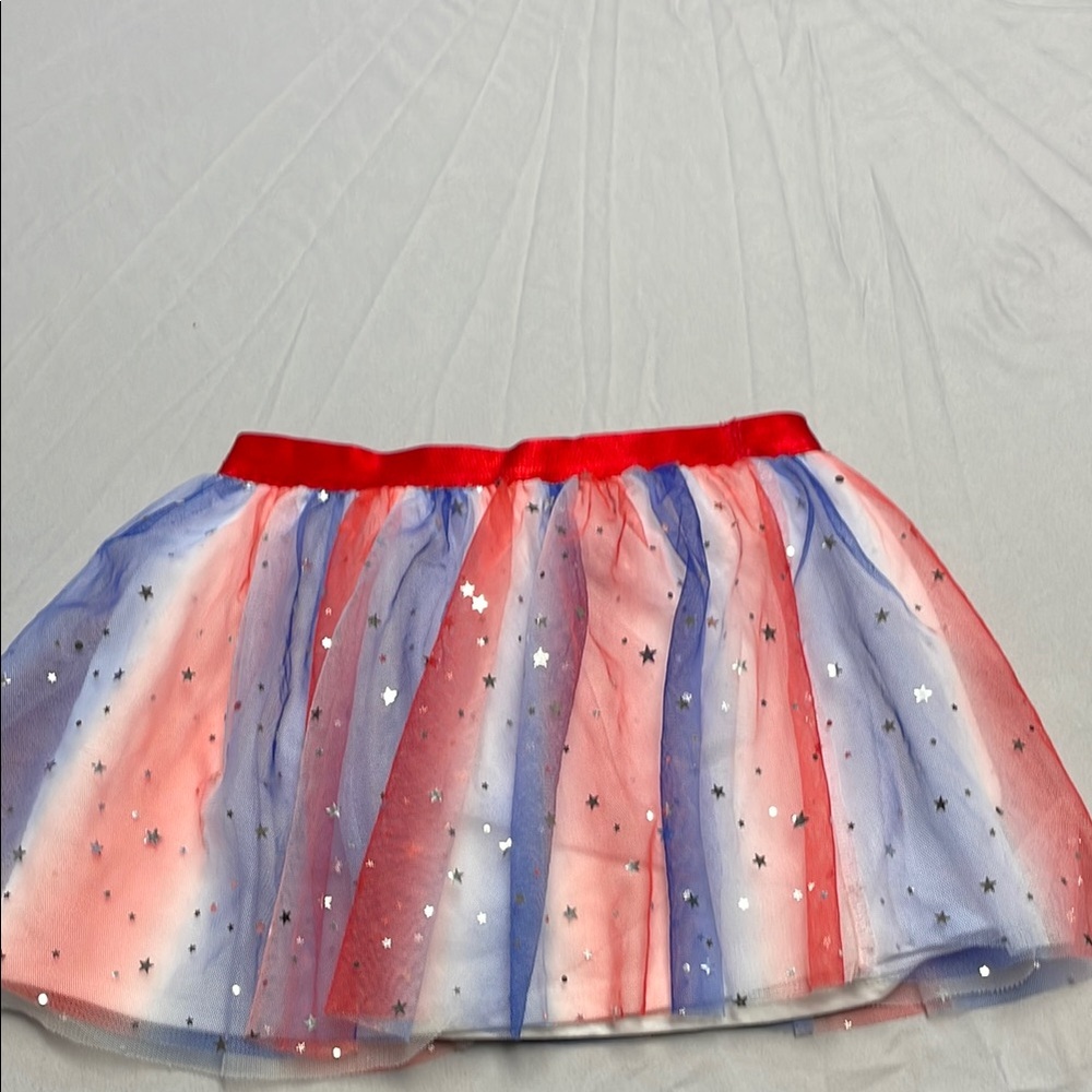 Red and White Mini Bubble Skirt with Sequins